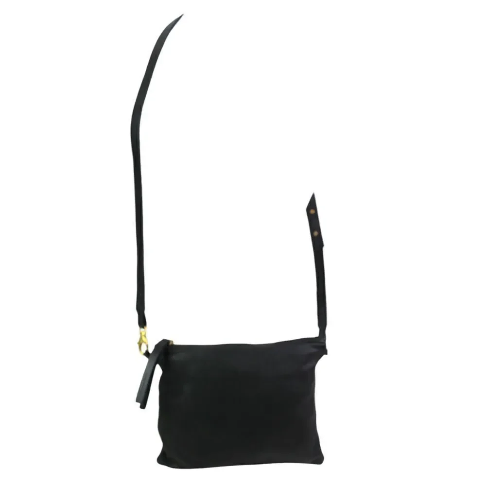 Noonday Collection BLACK GENUINE LEATHER X-BODY SHOULDER BAG CLUTCH PURSE